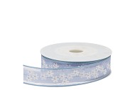 LINT BLOEMEN BLAUW/WIT 2,5CM PER 15 METER