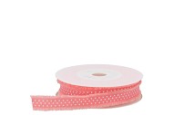 LINT STIPPELS ROZE/WIT 1,8CM PER 20 METER