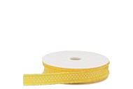 RUBAN POINTS JAUNE/BLANC 1.8CM PAR 20 MÈTRES