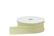 RIBBON DOTS GREEN/WHITE 3.2CM PER 20 METER