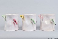 VOGELPOT WIT KLEURMIX 17X13X14CM ASSORTI PER STUK