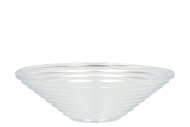 GLASS BOWL RIBBED CONICAL 23X23X7CM