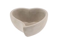CONCRETE GREY BOWL HEART 14X6CM