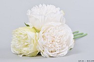 SILK PIOENBOEKET 3-TAKKEN WIT/GROEN 32CM