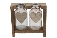 LOVE WOOD RACK 2 GLASS 9X9X8CM