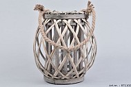 LANTAARN RIET HOOG GRIJS 22X24CM