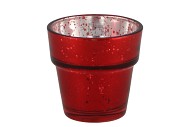 PORTE-BOUGIES EN VERRE ROUGE BRILLANT 7CM