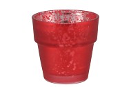 PORTE-BOUGIES EN VERRE ROUGE MAT 7CM