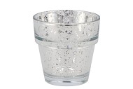 PORTE-BOUGIES EN VERRE ARGENT BRILLANT 7CM