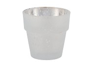 PORTE-BOUGIES EN VERRE ARGENT MAT 7CM