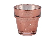 PORTE-BOUGIES EN VERRE BRONZE BRILLANT 7CM
