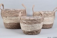 SEETAN KORB GESTREIFT KUGELFORM WEIß 33X26CM 3-TEILIG