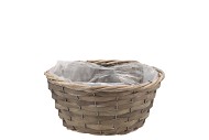 WICKER BOWL BASKET ROUND GREY 22X10CM