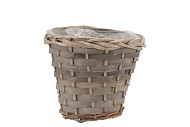 WICKER POT BASKET ROUND GREY 16X14CM