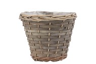 WICKER BASKET POT ROUND GREY  19X16CM