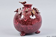 VOGELVAAS OP VOET ROOD 20X22CM