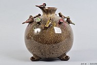 VOGELVAAS OP VOET LICHTGRIJS 20X22CM