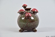PILZE VASE MIT FÜßCHEN ROT 12X14CM