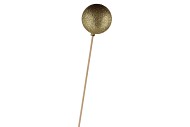 PICK GLITTER BAUBLE 60MM ON STICK GOLD L53CM