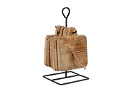 DECO ONDERZETTER MANGOHOUT 6 STUKS + STANDAARD 11X22CM