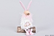 KONIJN FLUFFY ZITTEND LAAG WIT 12X6X20CM