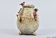 VOGELVAAS OP VOET GROEN 14X18CM