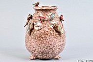 VOGELVAAS OP VOET ROZE 19X25CM