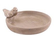 CONCRETE BIRD BOWL ROUND 28X5CM