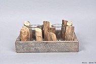 DRIFTWOOD TRAY MET 2 GLAS 29X22X15CM