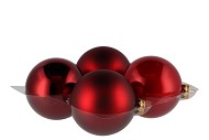GLASS BALL CHRISTMAS RED 100MM P/4