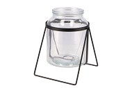 MILK BOTTLE VASE IN METAL RACK 20X18X25CM