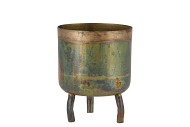 DOBRA OUD GROEN POT METAAL 10X12CM