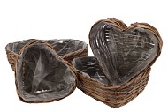 RATTAN BASKET HEART 43X12CM 4DLG NM
