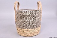 STRAW SEAGRASS MAND ZWART/NATUREL 22X19CM