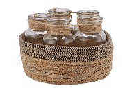 SEAGRASS STRAW BASKET 5 BOTTLES BLACK/NAT 25X14