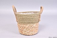 STRAW SEAGRASS MAND GROEN/NATUREL 17X13CM