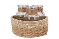 SEAGRASS STRAW BASKET 3 BOTTLES WHITE/NAT NM