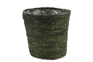 SEAGRASS STRAW BASKET POT ARMY GREEN 22X22CM