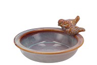 BIRD BOWL GLAZED PINK 23X5CM