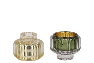 KANDELAAR DOUBLE GLAS 8X8X6CM ASS P/1 NM