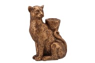 DECO LEOPARD BRONZE KANDELAAR 11X6X15CM