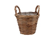 RATTAN BASKET POT ROUND +EARS 15X12CM