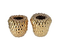 RASPBERRY VASE GOLD 19X19CM
