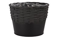 RIETWERK POTMAND MET ZINK ZWART 22X18CM