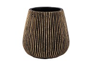 STRIPES BLACK GOLD POT 14X15CM NM