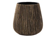 STRIPES BLACK GOLD POT 16X17CM NM