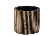 STRIPES BLACK GOLD CYLINDER POT 11X10CM NM