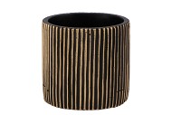 STRIPES BLACK GOLD CYLINDER POT 13X13CM NM