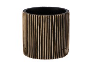 STRIPES BLACK GOLD CYLINDER POT 13X13CM NM