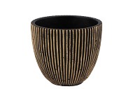 STRIPES BLACK GOLD EGG POT 14X13CM NM